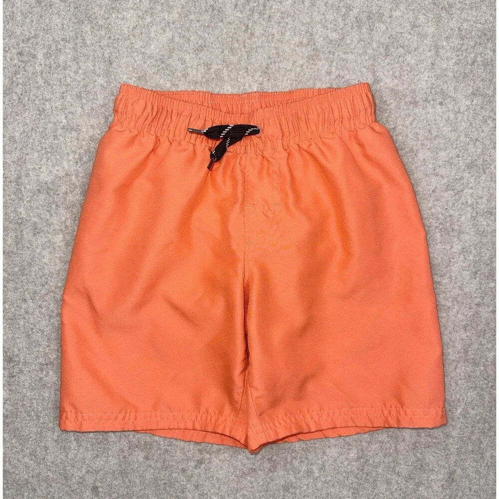 Wonder Nation Boys Size S (6-7) Orange Swim Trunks Drawstring Lined